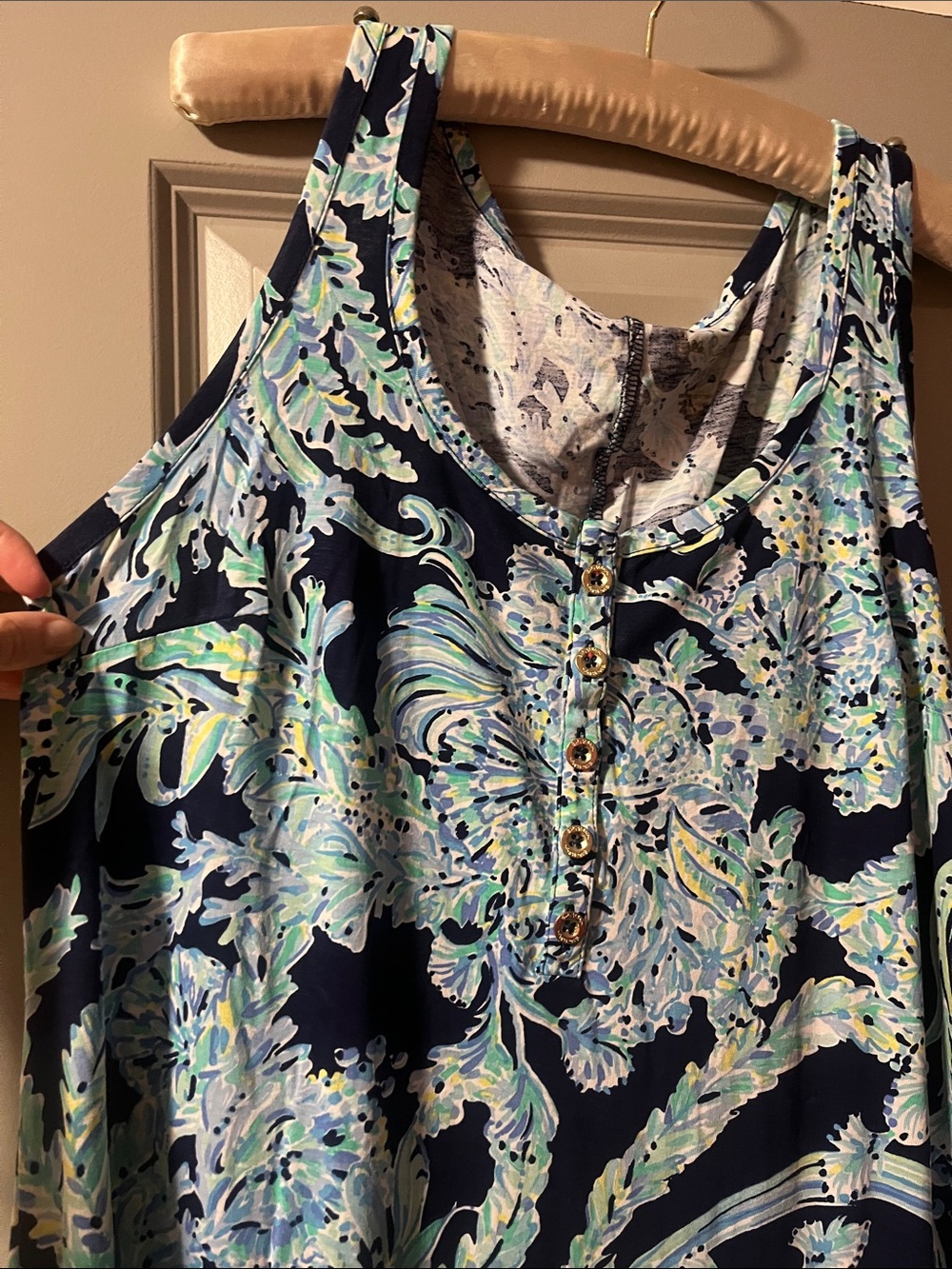 💙Lilly Pulitzer Navy Maxi Dress with Light Blue Floral Print, size M
